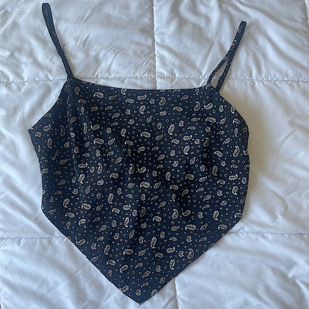 Blue bandana, cropped top, Hollister, size small, knot tie in the back